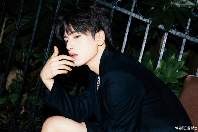 张凌赫晒夜色六宫格随拍侧脸精致立体好绝