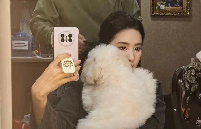 刘亦菲素颜出游优雅大方 对镜自拍表情灵动